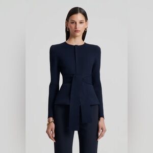Scanlan Theodore crepe knit curved hem jacket